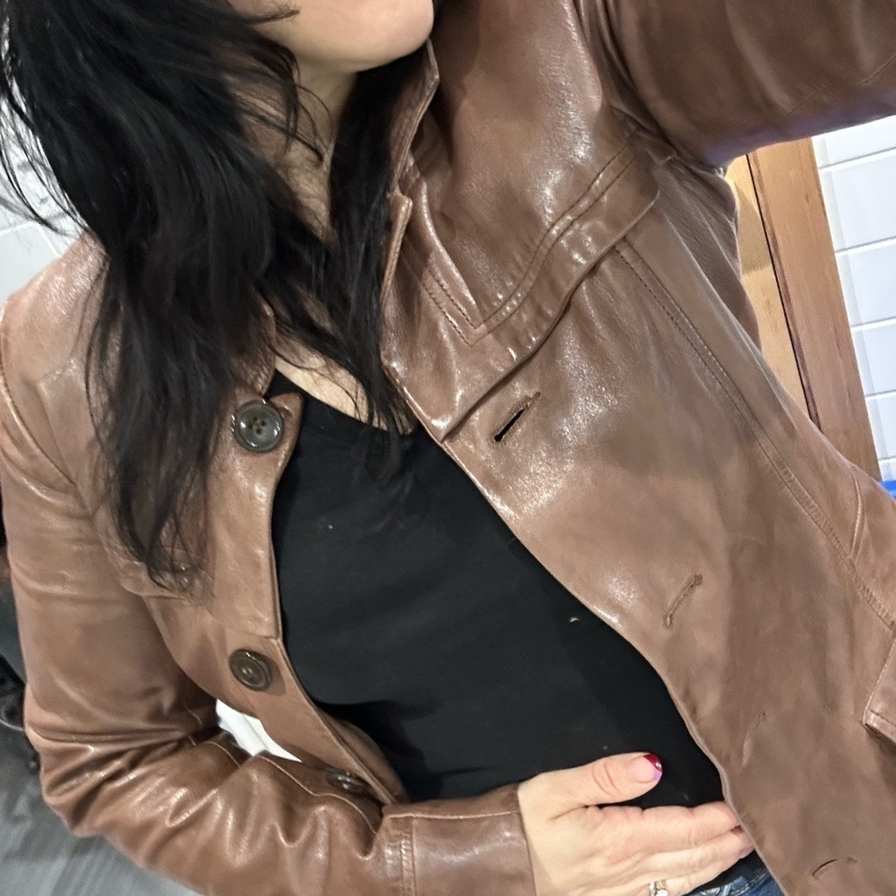 DANIER Brown Genuine Leather Jacket - Size Small - Picture 4 of 4